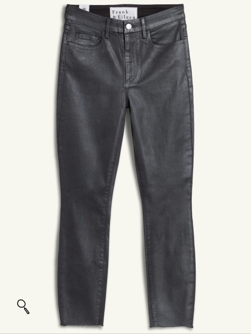 Frank & Eileen Sligo Skinny Jean Pewter Glitter WaxItalian Waxed Denim Stretchy